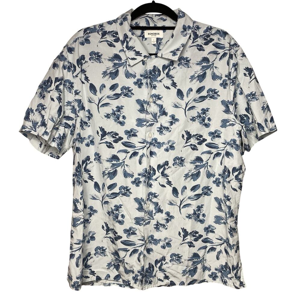 Bonobos Riviera Cabana Shirt Grey Daylight Floral Men's Large Button Up Casual